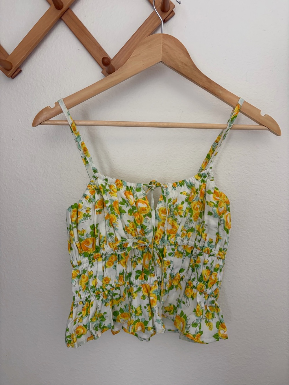 Faithfull the Brand Yellow Rose Smocked Camisole